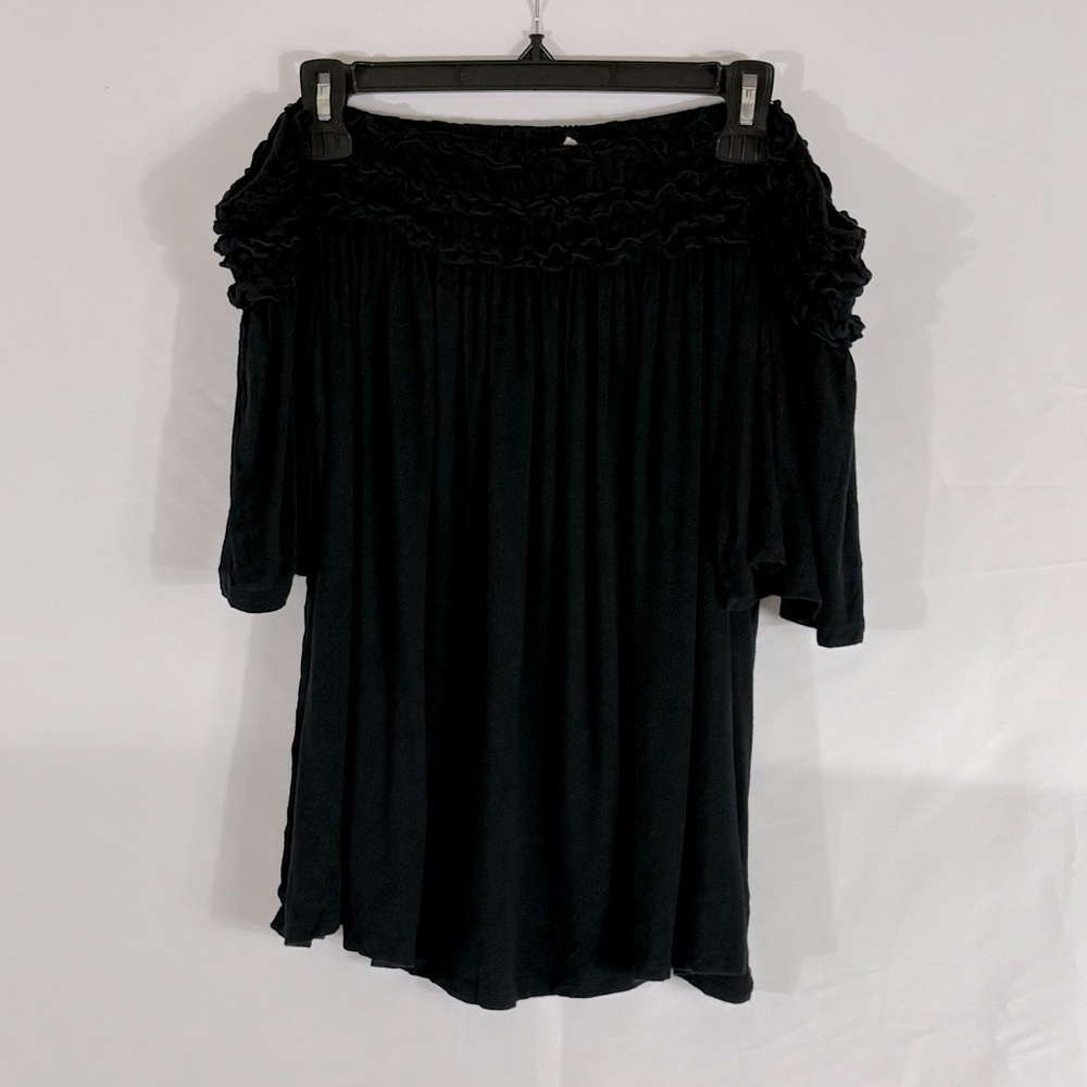 Black Top with Ruffle Feature